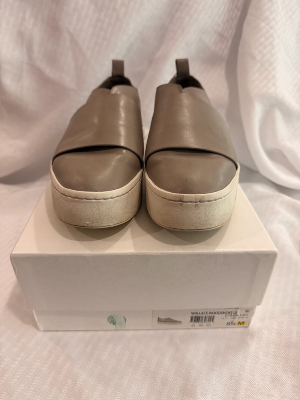Vince Taupe Leather Platform Slip-On Mules